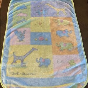 John Lennon Real Love by Yoko Ono Colorful Animal Print Baby Blanket Vintage